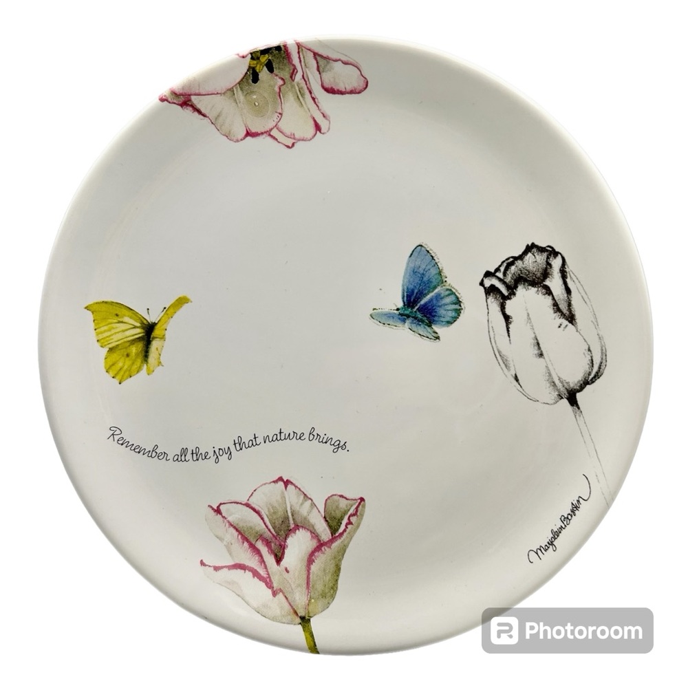 MARJOLEIN BASTIN Demdaco Dessert Plate Natures Journey 2008 Butterflies Roses